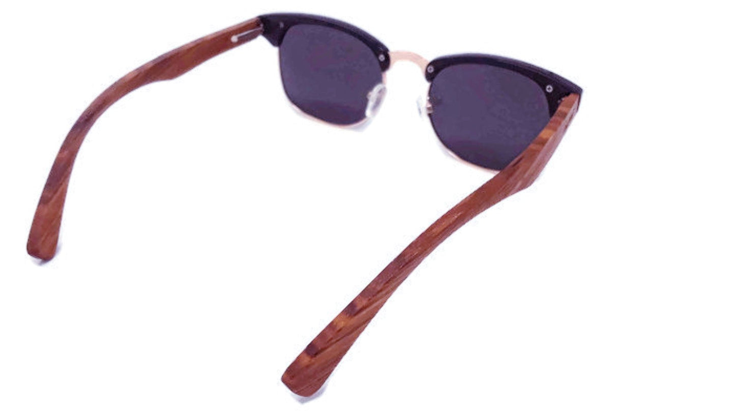 Engleberts Real Walnut Wood Club Style Sunglasses, Polarized Lenses