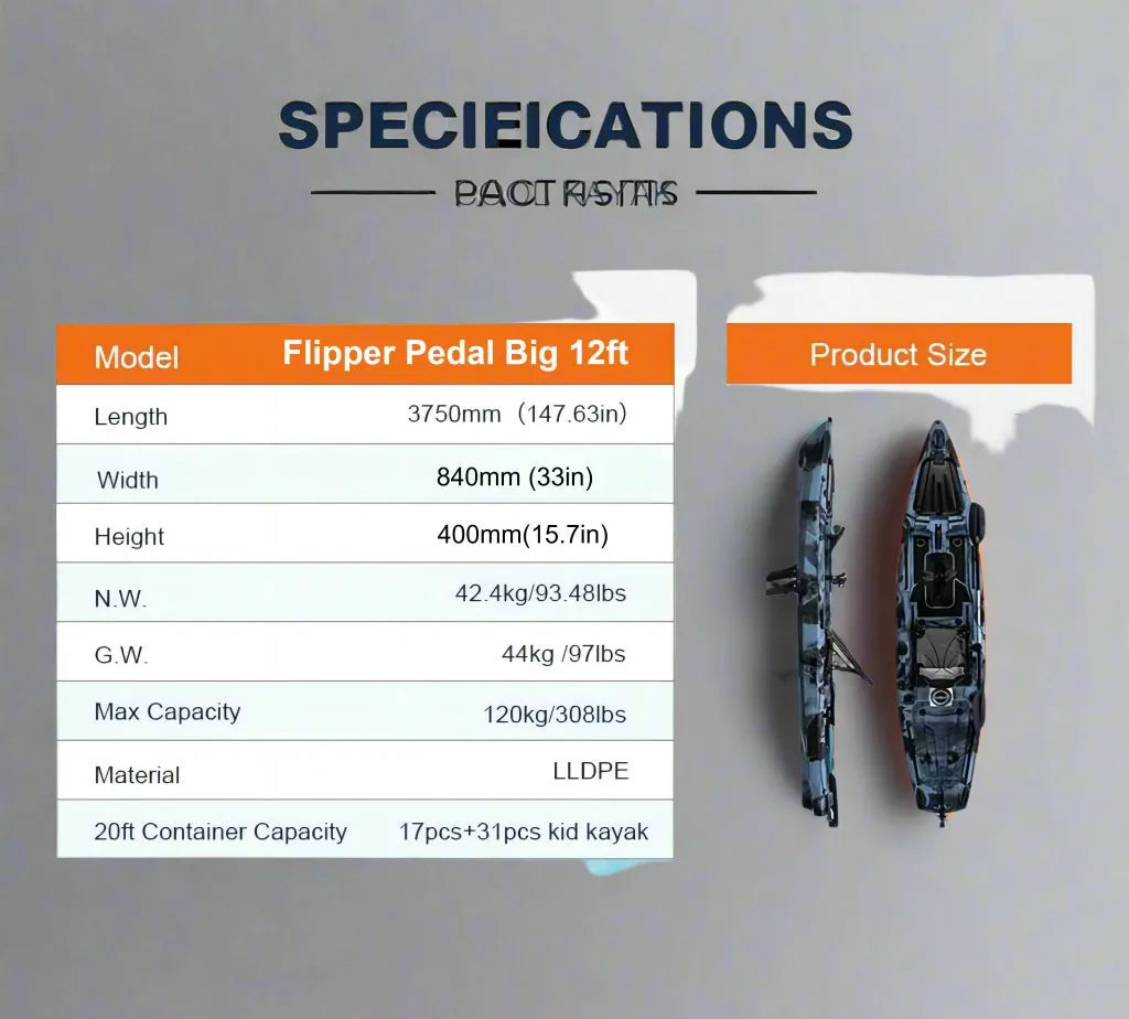 Flipper Pedal Big 12’ Fishing Kayak