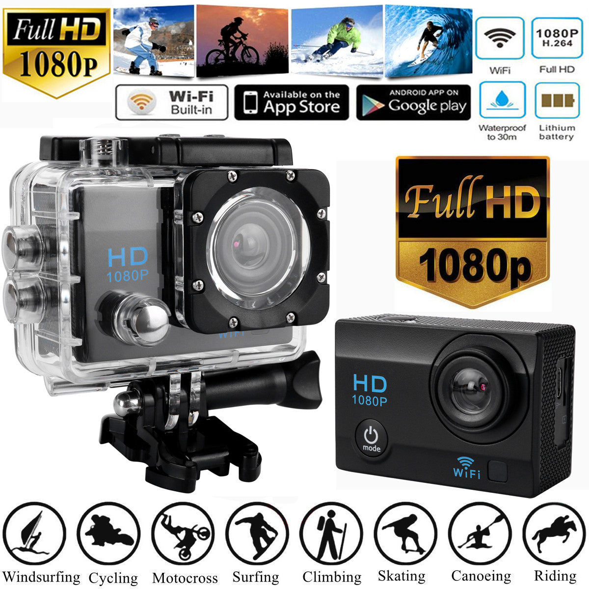 Full HD 1080P Waterproof Sports Action Camera