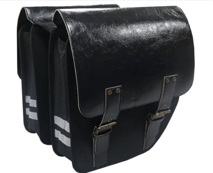 REVI E-BIKES® black leather saddle bag system for Cheetah Plus.