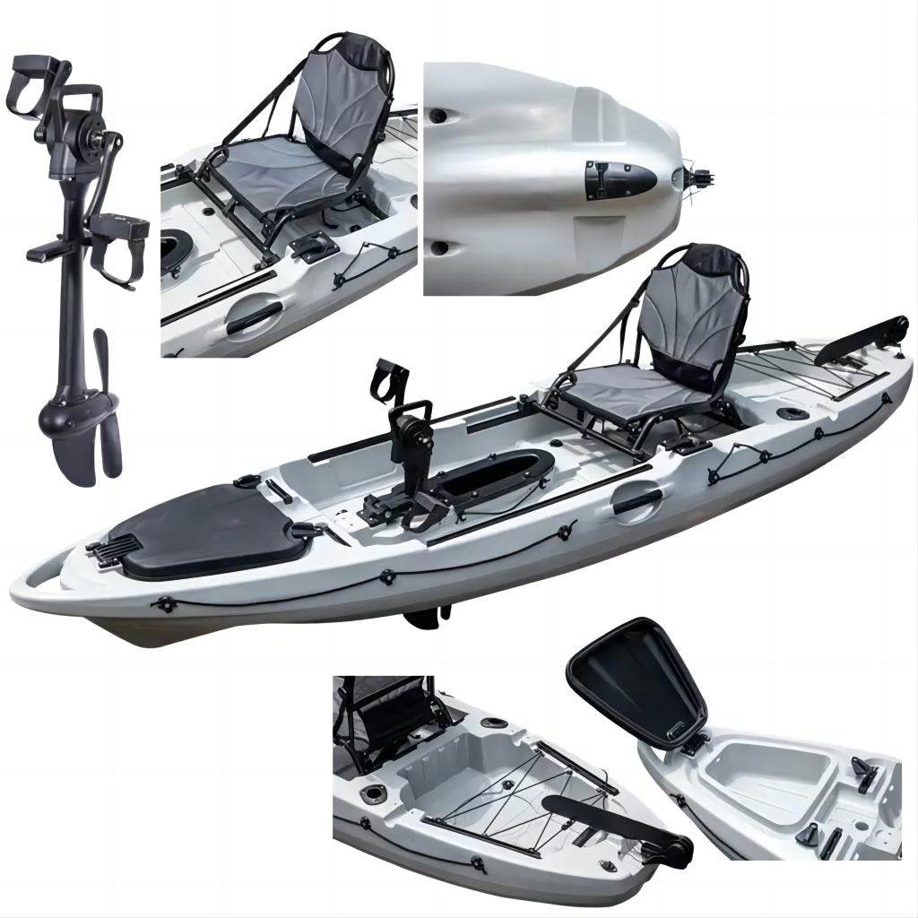 10-foot Tarpon Propel fishing kayak with pedal and rudder system, offering agility and hands-free exploration for solo adventurers.