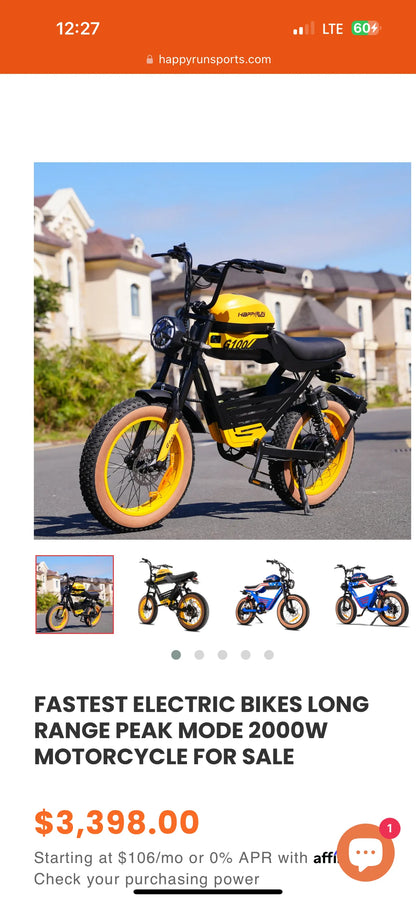 | Happy Run G100 E-Bike | Dual Battery | Performance & Competition Rated |