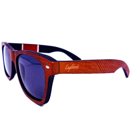 Engleberts Red Stripe Two Tone Sunglasses, Engraved and Polarized