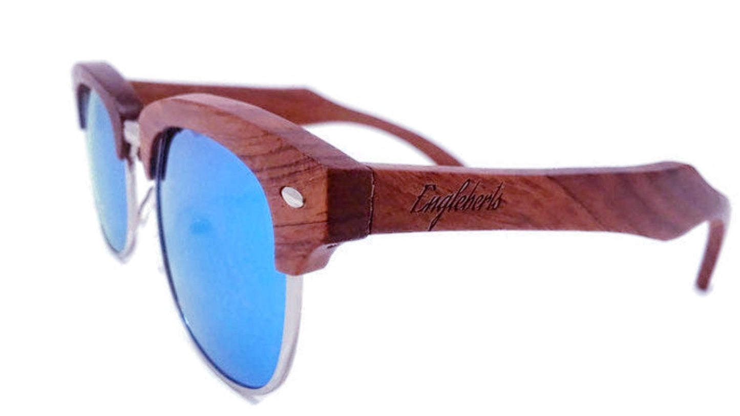 Engleberts 100% Real Brazilian Pear Wood Sunglasses With Ice Blue Lens