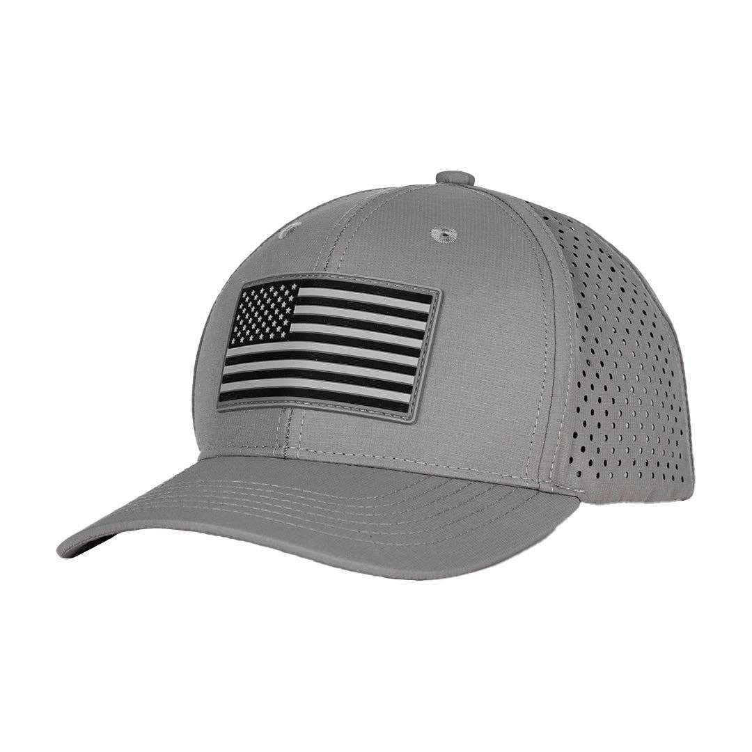 Soul of Adventure Performance Snap Back| Blackout American Flag | Grey