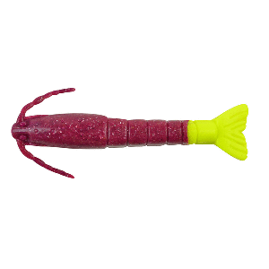 BERKLEY GULP SHRIMP 3" CAJUN PURPLE/CHARTREUSE STOCKED